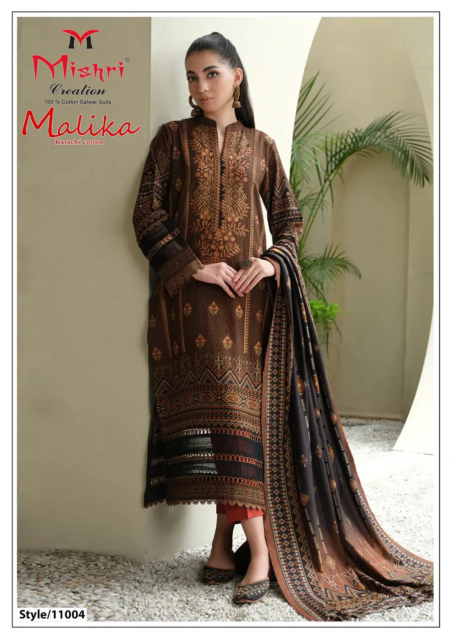 Malika Vol 11 By Mishri Karachi Lawn Cotton Printed Dress Material Suppliers In India